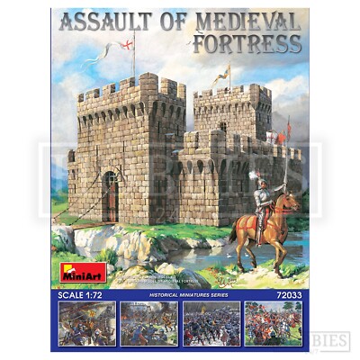 Miniart Mittelalterliche Festung und Figuren Maßstab 1:72 historisches Modell Plastikbausatz