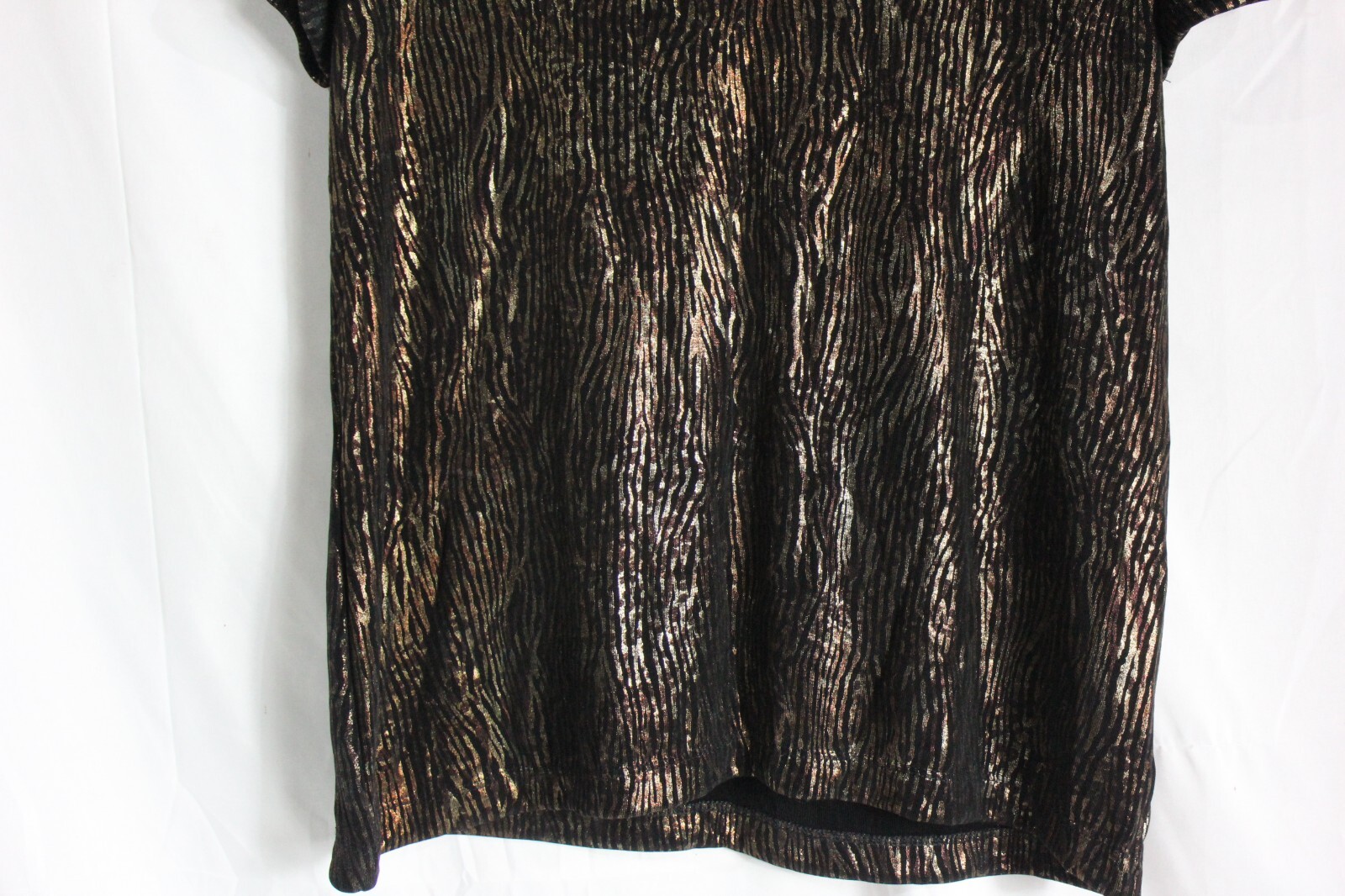 White Stag Short Sleeve Top Black And Bronze Print Womens L (12-14)