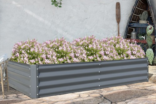 Domi 8x4x1ft Metal Galvanized Raised Garden Bed, Dark Grey Planter Box - Picture 9 of 10