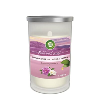 Air Wick Entspannungs-Duftkerze im Glas   Duft: Beruhigende Wildrose & Jasmin  