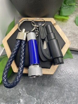 3 PC 5'' Leather Keychain With Mini Flashlight & Multitool Free Ship A4880