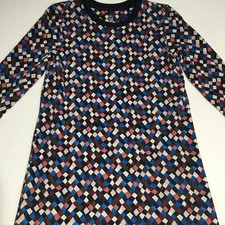 Tory Burch Maggie 100% Pima Cotton Dress Women’s S Multicolored Geometric Print