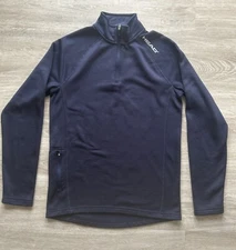 HEAD 1/4 Zip Top Shirt Mens Small Running Tennis Golf Stretch Blue Base Layer