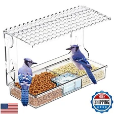 Window Bird Feeders With Strong Suction Cups,Acrylic Clear Birdhouse and Wild