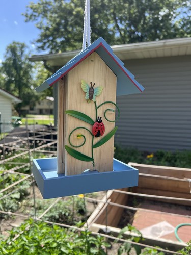 Decorative Wooden Bird Feeder Boho Cute Spring & Summer Bird Feeder Ladybug - Picture 7 of 20