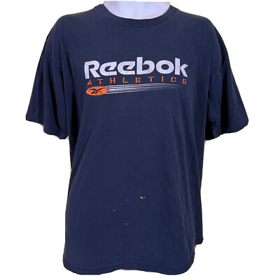 VTG 90s Reebok Athletics T Shirt XL Spellout Logo Embroidered