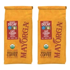 Mayorga Decaf Café Organic Dark Roast Whole Bean Coffee 2Lb, 2-Pack