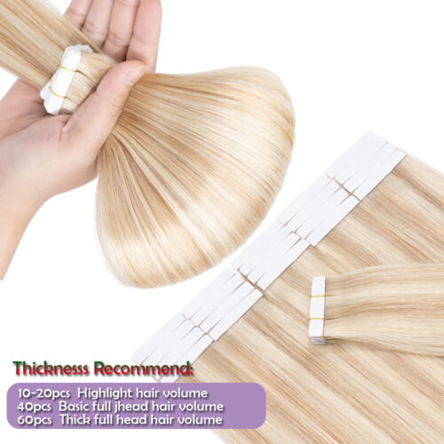 Clearance 40Pcs 100G Thick Tape In Remy Human Hair Extensions Wefts Full Head UK - Picture 35 of 74