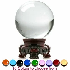 Crystal Ball 3" diameter for Feng Shui, Meditation, Decor, with Red Lion Stand
