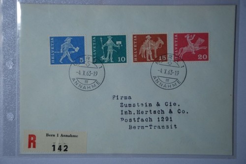 CH01 Suisse Europa Schweiz Komplettes Attest RAR 696y-699y FDC (4.10.1963) - Picture 3 of 4