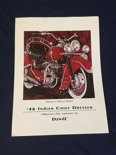 American Dream Series 1946 Indian Chief Dresser Motorcycle 12x16 Lithograph  - Picture 2 of 2