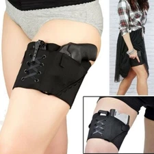 Tactical Carry Concealed Elastic Women's Ladies Leg Band Thigh Gun Holster Black