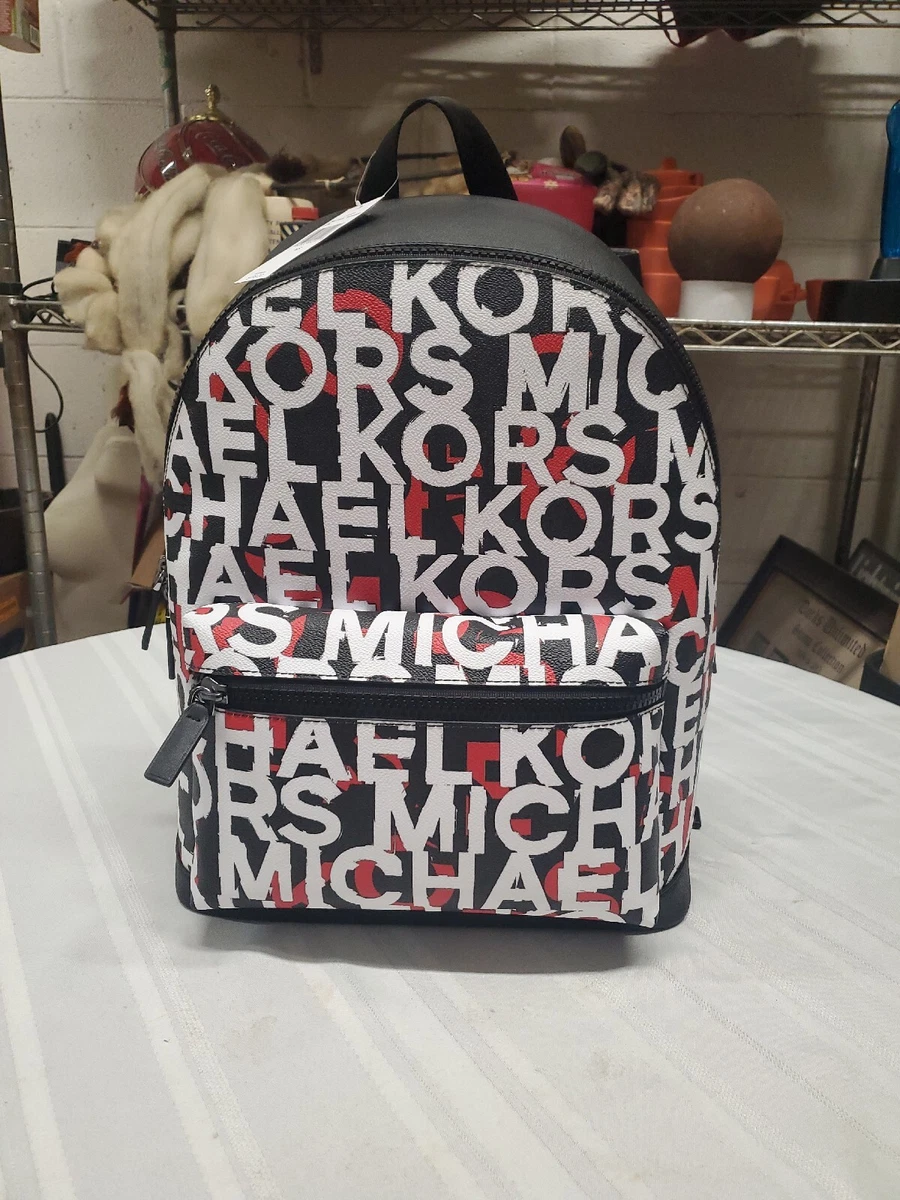 michael kors black monogram backpack