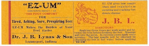 Dr. J.B. Lynas EZ = UM 2 Original Unused Vintage Jar Labels Logansport, Indiana - Picture 2 of 2