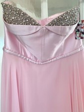 BNWTS Dusky Pink Diamanté Strapless  Corset Back SUMMER BALL PROM DRESS