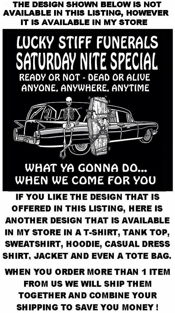 COACH Felpa con cappuccio Lucky Stiff Funerals Hot Rod Hearse Never Late For Funeral Cerniera