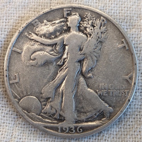 1936 S Walking Liberty Half Dollar VG/Fine : Low Mintage 3.9M - .9 Fine Silver