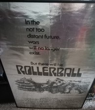 Rollerball 1975 ADVANCE silver foil one-sheet movie poster Bob Peak James Caan