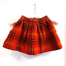 Vintage 1960s Red Plaid Wool Blend Pleated Side-Closure Size 3 Toddler Skirt