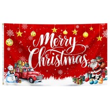 Merry Christmas Flag 3x5 Feet Red Winter Snowflake Christmas Gift House Decor...