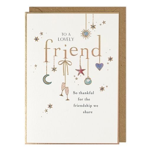 Friend Birthday Card Thankful Lovely Friendship - Stylish Foiled Greeting Card