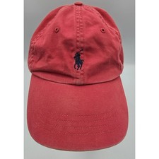 Polo Ralph Lauren Red Chino Cotton Baseball Cap Hat Pony Logo One Size