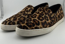 BIRDIES The Swift Women  s Leopard Print Calf Hair Slip-on Sneakers Size 8.5