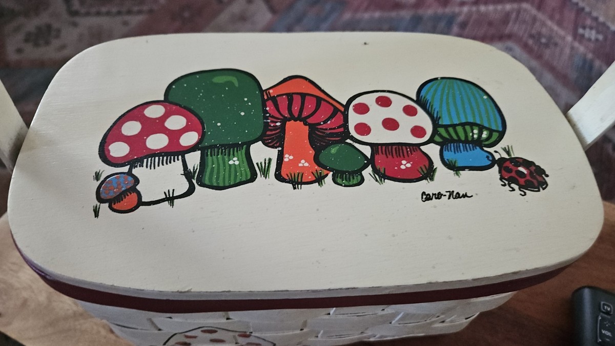 Vintage Caro Nan Mushroom Toadstool Handpainted Basket Purse