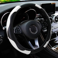 1pc Pu Carbon Fiber Leather Car Steering Wheel Cover 14.515 Inch Universal