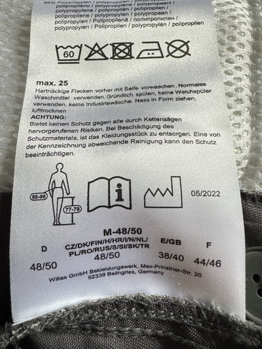 Schnittschutzhose Latzhose Forst Gr. M 48/50 Grau/Orange - Bild 3 von 4