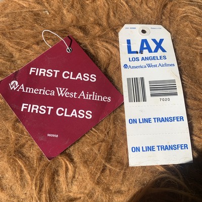 America West Airlines - First Class VINTAGE AIRLINE GEPÄCK ETIKETT ANHÄNGER - SELTEN