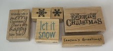 Wooden Rubber Stamps CHRISTMAS HOLIDAY SNOW Lot 6 Of Crafts Scrapbook Gift Tags