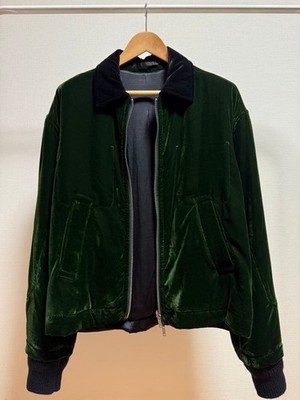 Haider Ackermann Reversible Green And Black Velvet Bomber Jacket