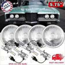 4PCS 5 3/4 5.75" Round LED Headlights Halo DRL Hi/Lo Beam For 1965-1978 Ford LTD
