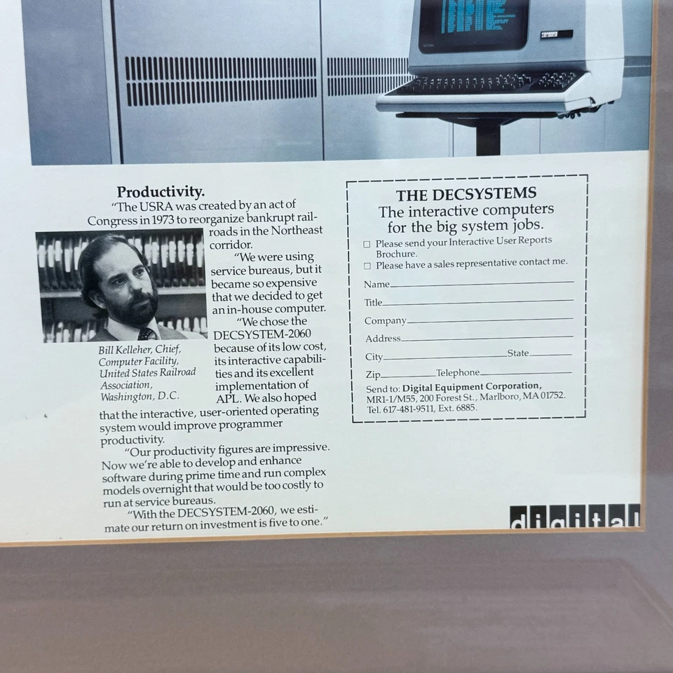 Digital Equipment Corp. Framed DEC System-20 Advertisement, 1970s - Image 4 of 4