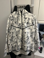 Nike White & Grey Camo Tech Fleece Zip Up Hoodie | Size XL
