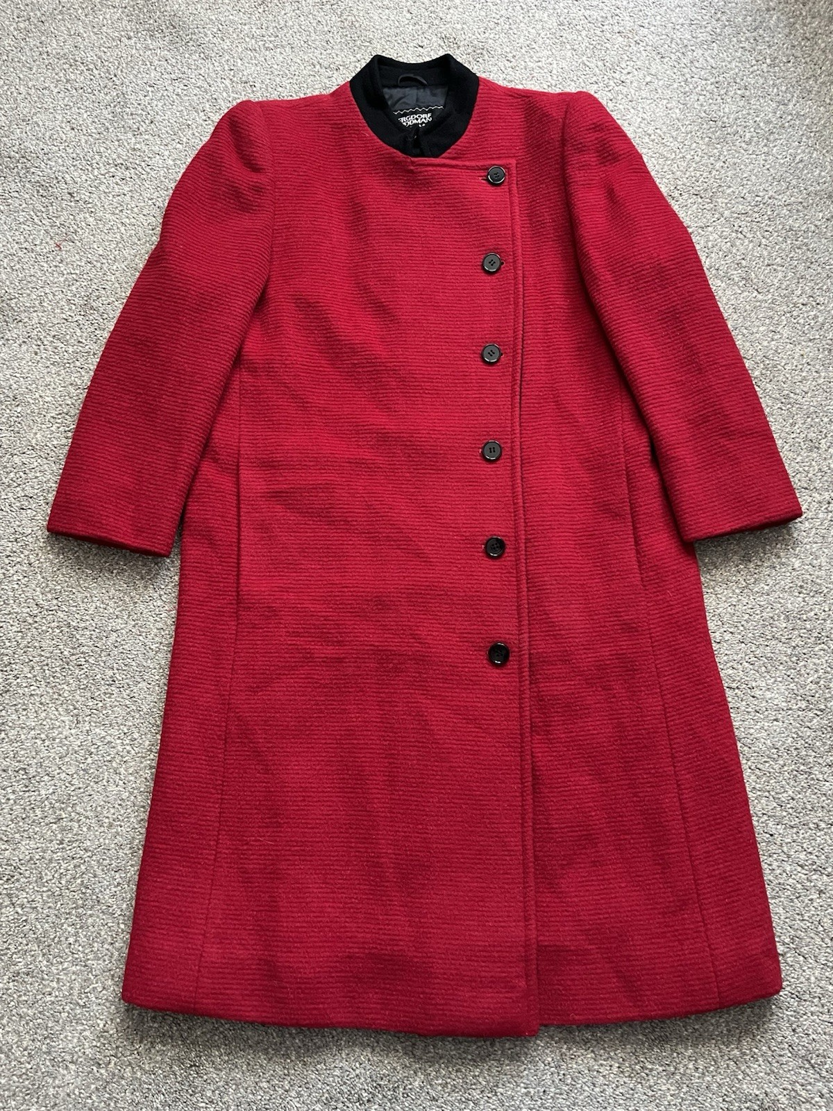 RARE! Vintage GIVENCHY Red & Black Wool Coat, Made In Switzerland (no Size)