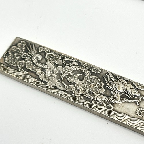 Antique Chinese Silver Dragon Rulers – Pair | Hand-Etched Qing Dynasty Style - Picture 2 of 12