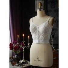 VINTAGE NEW 1960's Carnival Women's Sheer White Lace Corset Bustier Size 38C