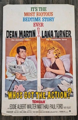 Vintage Movie Poster WHO'S GOT THE ACTION Dean Martin Lana Turner Original 27x41
