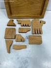 Wood Puzzle Animal Set Natural Finish Handcrafted Block Shape Tray Toy — photo 2