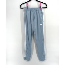 Adidas Kids Blue Track Pants White Stripes Joggers XS 4-6 Drawstring Waist