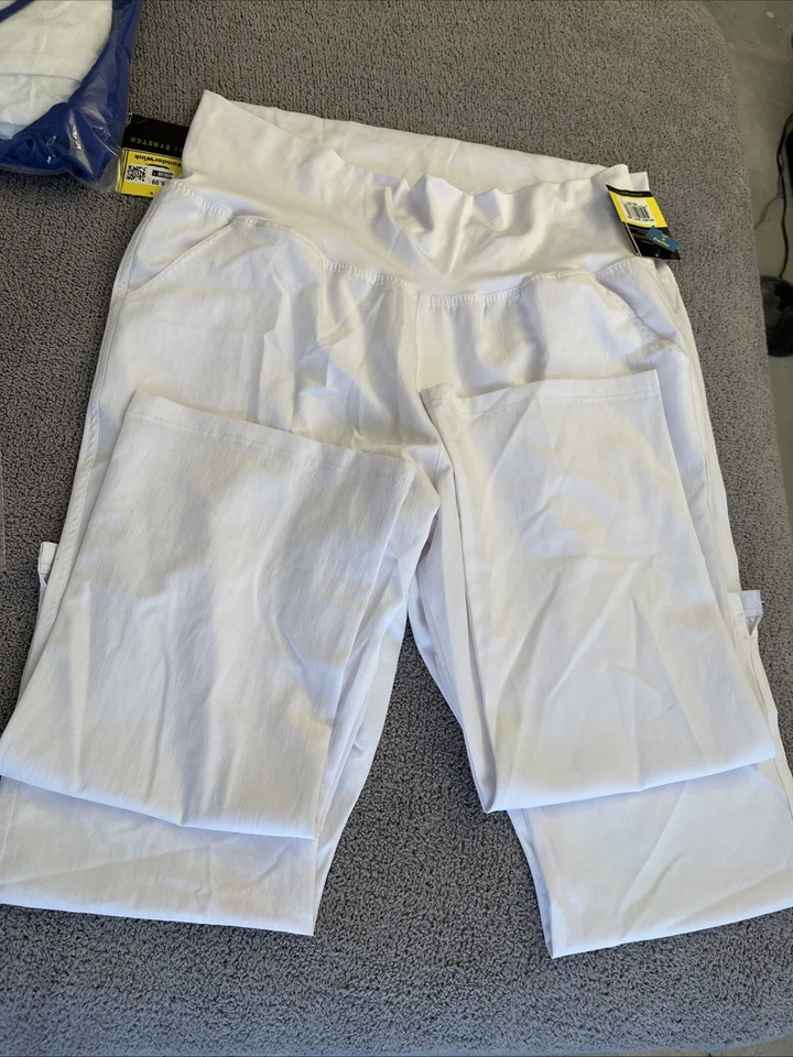 3XP/XXXP Lot -2 WonderWink Scrubs Four Way Stretch Pants 5514 Women's White-j127 - Image 2 of 4