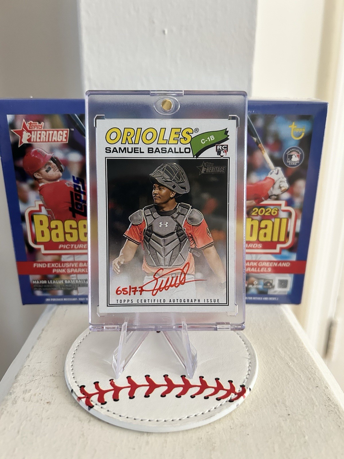 2026 Topps Heritage Samuel Basallo Red Ink Real One Auto /77 (RC) Orioles Rare