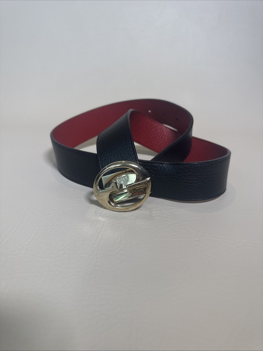 Gucci Black/Red Leather Belt 85/34 Italy #480199 | eBay