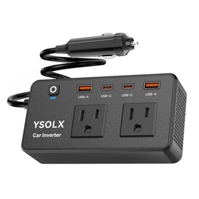 YSOLX Dual DC 12V to 110V AC Outlet Adapter 300W Black