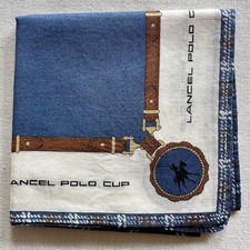 Vintage Handkerchief Blue Plain Cotton Border Bridle Bits Pocket Square 17" K1