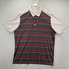Oakley Polo Shirt Mens XL Black Gray Short Sleeve Golf Casual