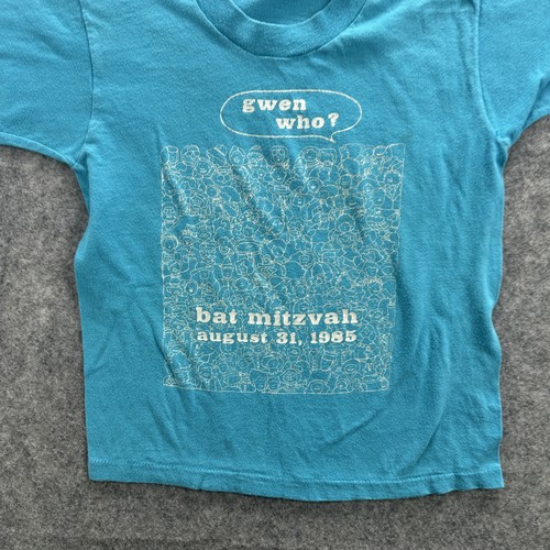 Vintage Gwen Who Shirt Youth Medium Blue Bat Mitzvah August 31 1985 Graphic 80s - Picture 3 of 11