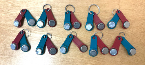 Used Exaktime System Jobclock Job Clock ibutton Keytabs ~ Set of Green & Red